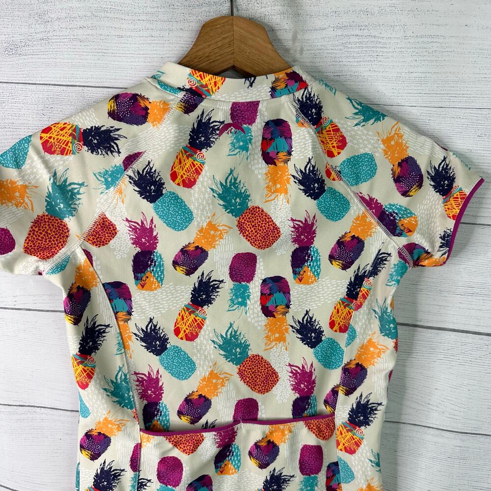 Zoic Girls size Small 7/8 Livia Cycling Shirt Jersey Zip Up Pineapples Pockets - Picture 5 of 7